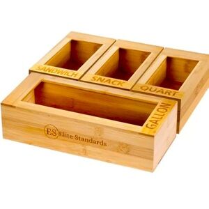 NEW BAMBOO ZIPLOCK DRAWER ORGANIZER 4 piece set